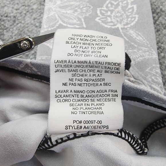 Hang Ten Rash Guard Womens Small Gray Floral Long Sleeve Stretch Zip Pocket Surf - Picture 16 of 16